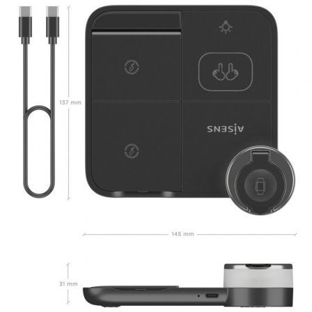 AISENS Cargador Inalámbrico 4 en 1 15W Negro AISENS Cargador Inalámbrico 4 en 1 15W Negro